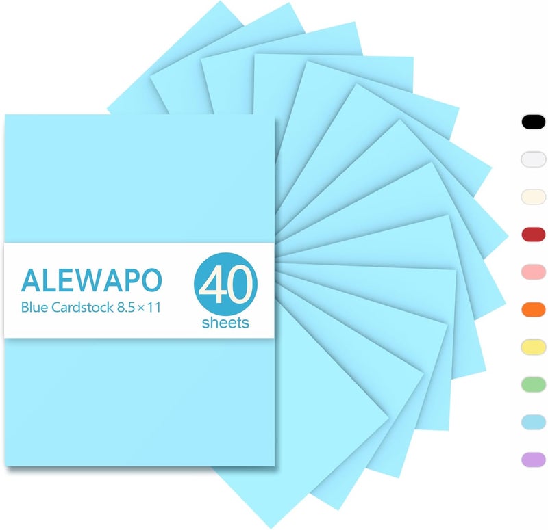 ALEWAPO Blue Cardstock 8.5 x 11 Thick Paper, 40 Sheets, ThickPaper 75 LB/200 GSM, Cardstock Printer Paper 8.5 x 11, Blue Card Stock for Invitations, Menus, Wedding, DIY Cards - Image 1